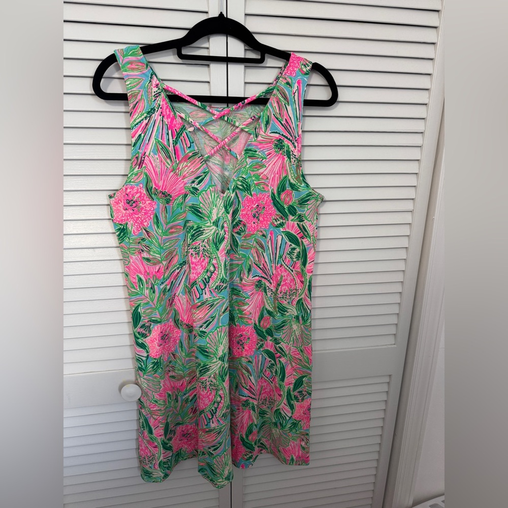 Lilly Pulitzer Kristen Swing Dress Blue Horizon Coming in Hot NWT Size L - Picture 4 of 5